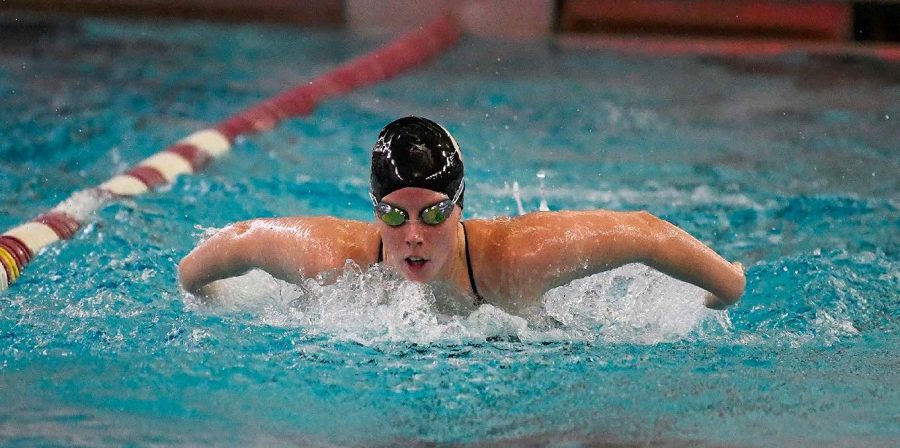Kerry Kelly swimming the Butterfly for the Dutchwomen. Photo courtesy Union Athletics.