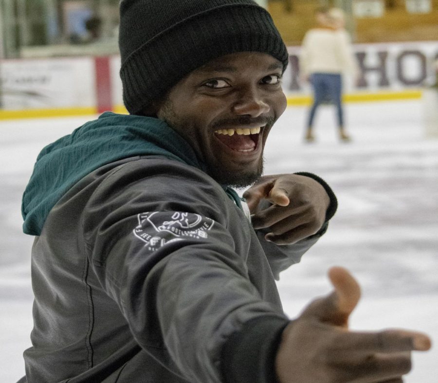 Clifford Adodo Elike ’20 skating. Photo by Stephen Nadler.