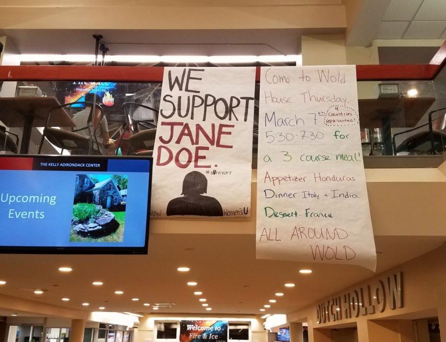 The Womens U and AAUW student organizations have hung posters in support of sexual assault survivors. Photos by Concordiensis.