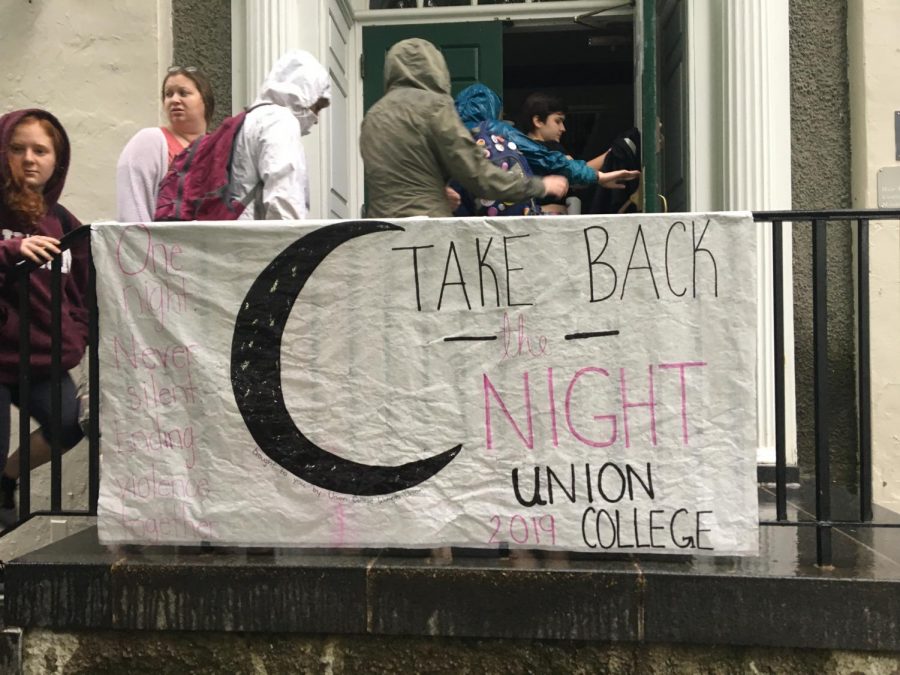 Students entering Hale House for the speak during Take Back the Night in 2019.
