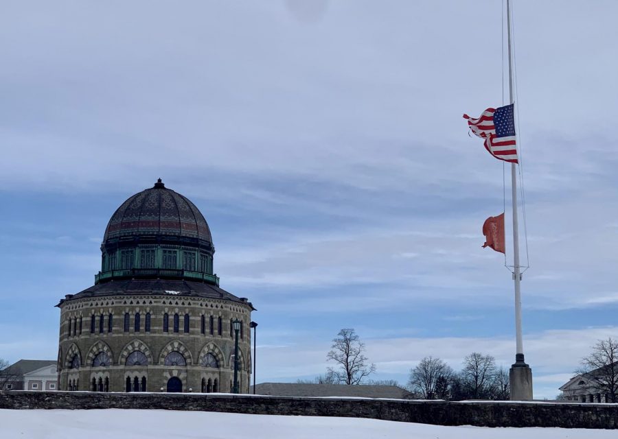 Union’s American flag at half-staff for 500,000 COVID deaths.