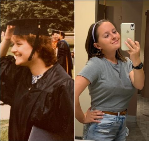 Left: Yvonne Bennett, Electrical Engineering ‘87 on the day of her graduation. 
Right: Me (Allyson Bennett) ‘26, in the bathroom during a class. 
