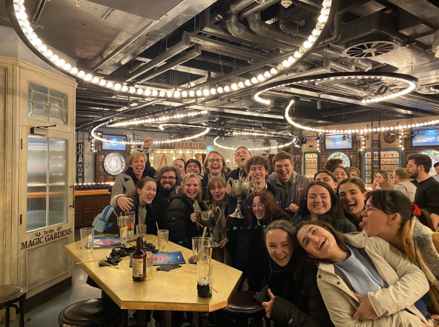 Professor Dan Venning shares a picture of his students on the London Theater Mini Term. “The shows we saw together and the camaraderie and cohesiveness of this group of students. It was a terrific group and they really supported one another in their time together,” Venning recalled.