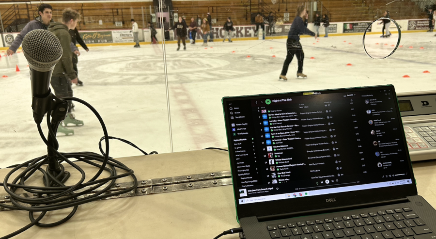 The DJ station at Messa Rink. Zach Lidl ‘26 played music for students attending the event. 