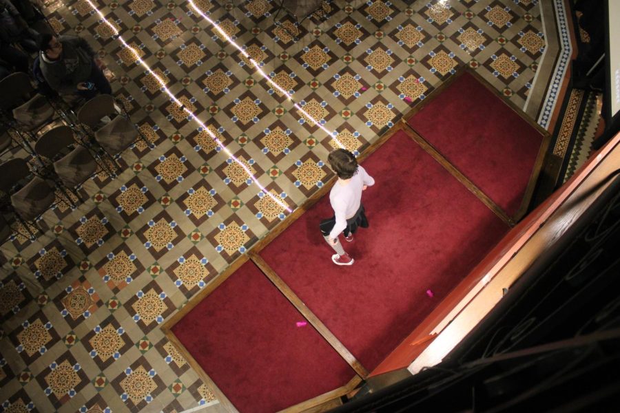 A performer as seen from above.