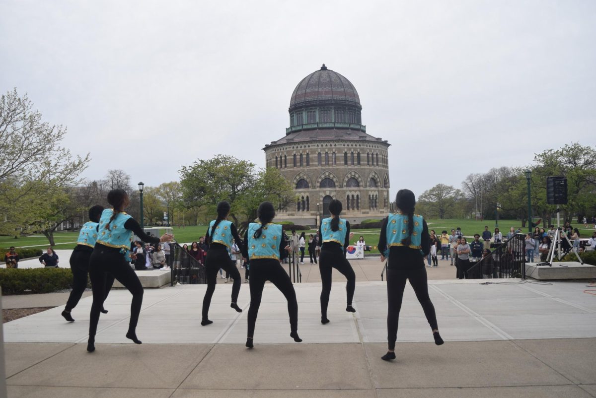 The Bhangra Union performs at the event in front of the Library.