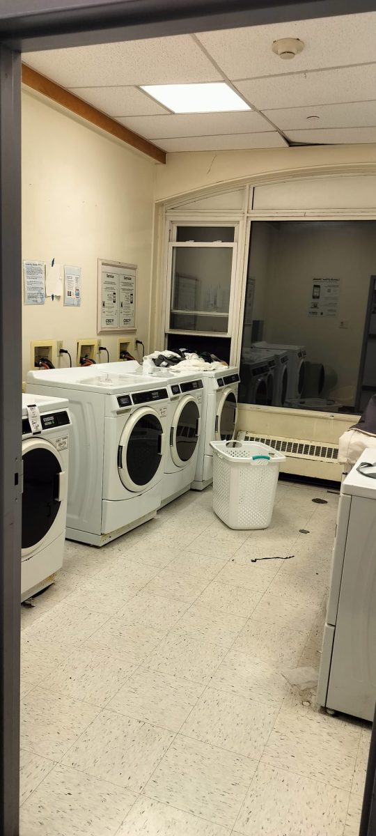 The disarray in the laundry rooms in dorms.