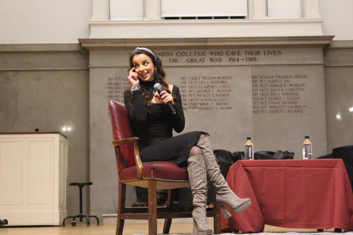 Victoria Arlen visited students after her conversation at Union College.