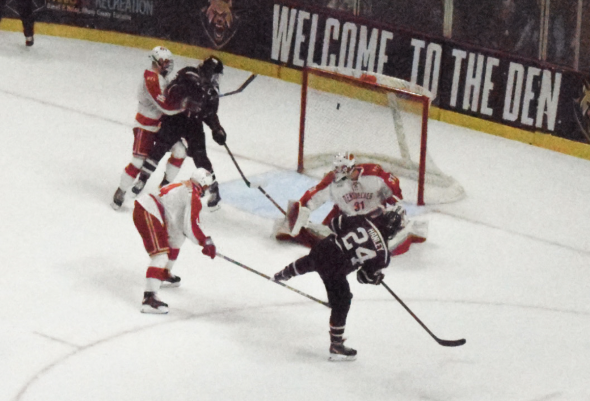 Junior Nate Hanley’s game-winning goal hitting the back of the net.