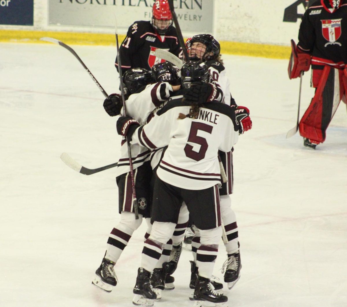 Karianne Engelbert '28 celebrates with her teammates after a goal on January 24.