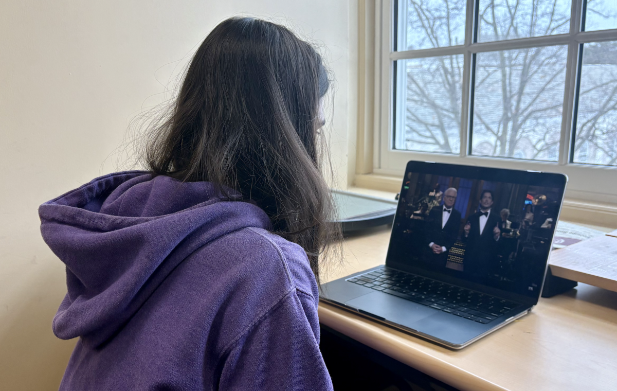 Kavita Trivedi ‘27 watching the SNL 50th Anniversary Monologue on YouTube.