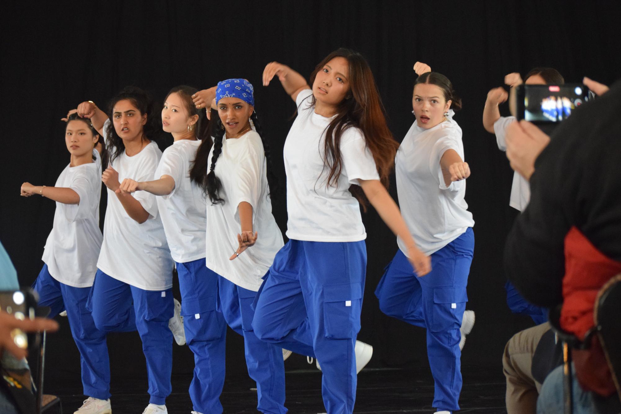 Students of the HipHop club performing a piece titled “One Soul, One Body” choreographed by student choreographers Paige Fox, Nathan Ramachandran, Zayna Shaikh, and Vaishali Srinivasan.