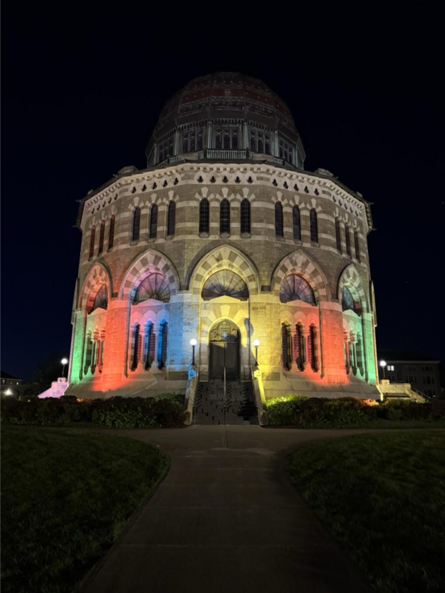 The Nott Memorial is lit up in rainbow colored lights in celebration of the Pride Fest celebration on Saturday, May 10.   