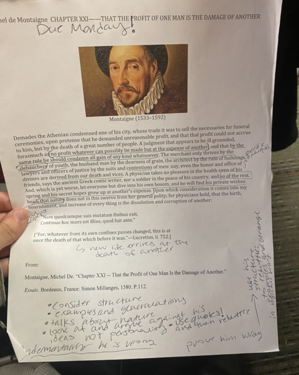 Assignment from a humanities class at Union.