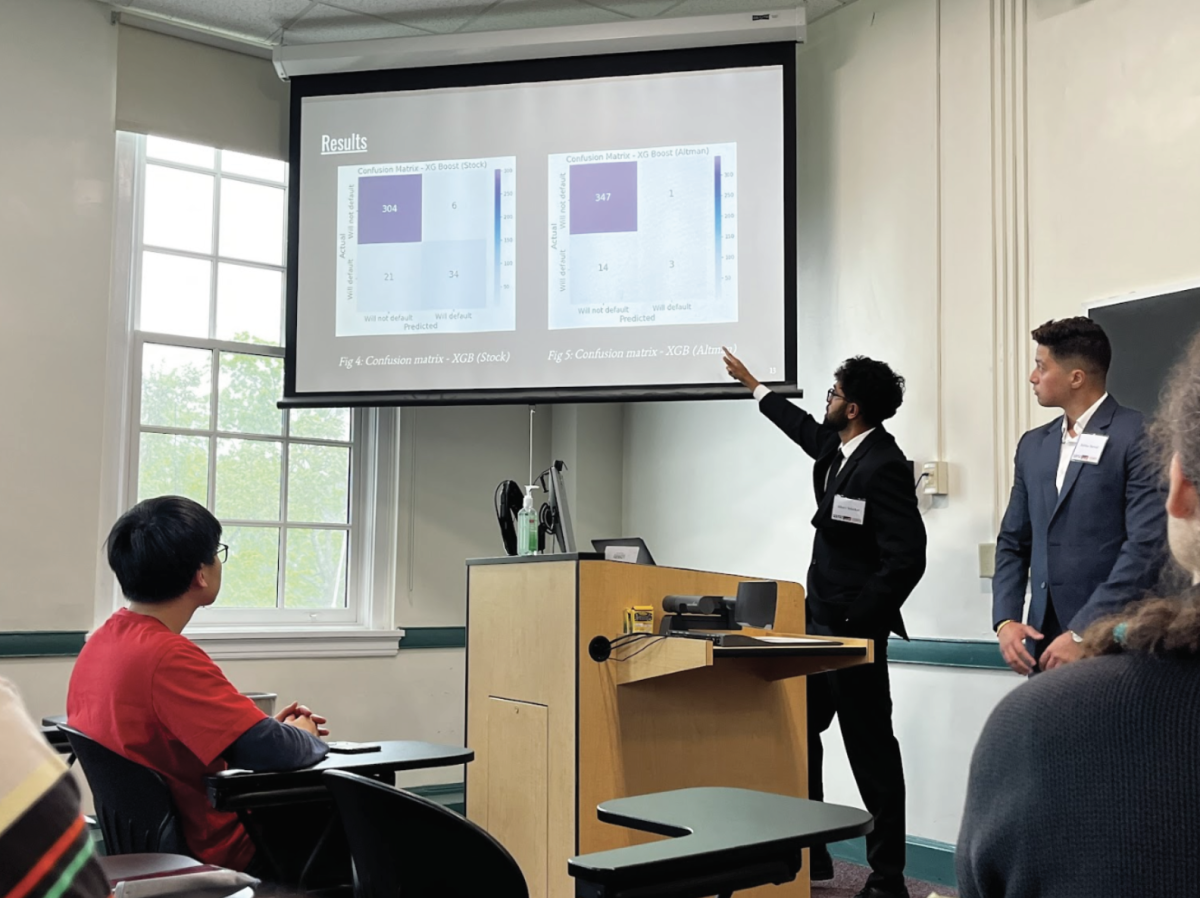 Atharv Tekurkar ‘25 and Baibhav Barwal ‘25 present their research assessing the accuracy of prediction models in predicting bank failures, through building machine learning models and analyzing datasets of micro & macroeconomic factors. 