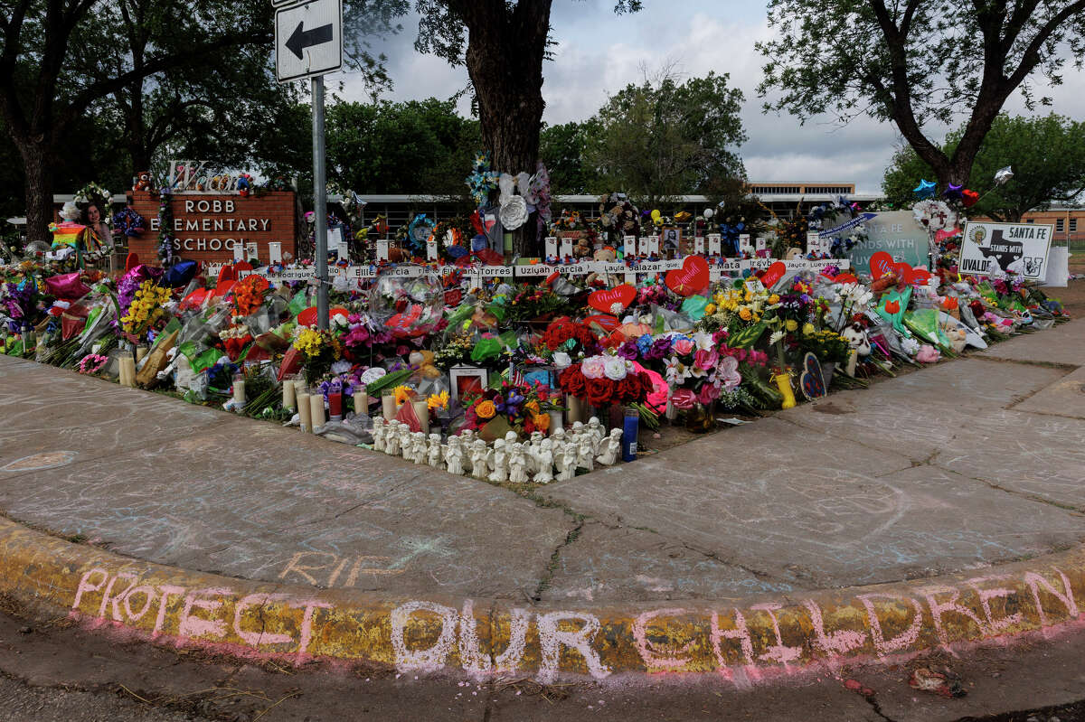 Memorial for the Uvalde school shooting in 2022. 