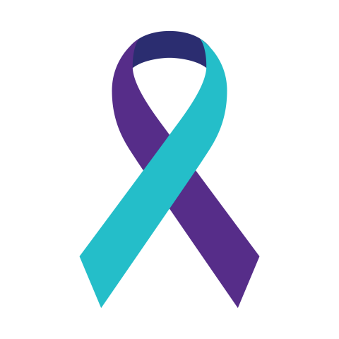 Blue and purple suicide awareness ribbon. 
