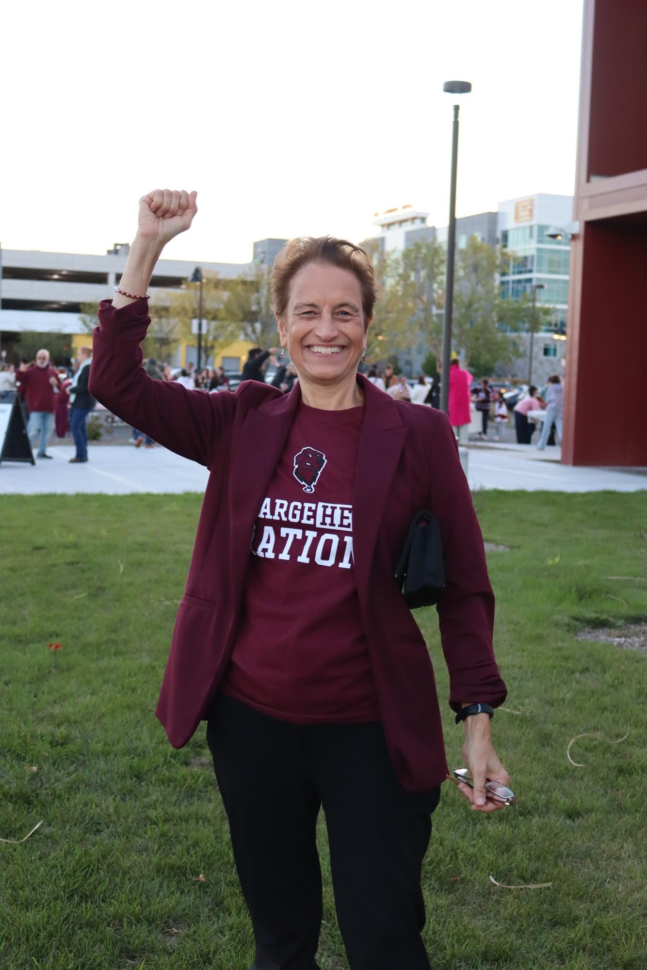 President Kiss cheering Union on from our tailgate. 