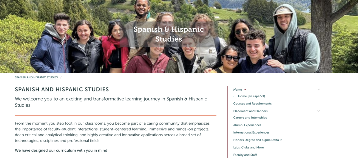 The new Spanish and Hispanic Studies Program website. The program split from the MLL department in the spring term. 