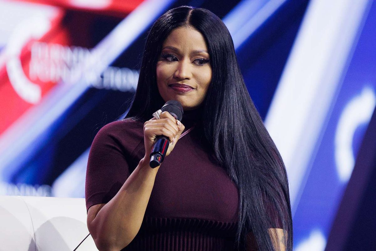 Nicki Minaj speaks at AmericaFest in Phoenix, Arizona on December 21, 2025. 