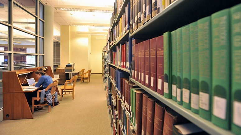 Bookshelves in Schaffer Library. 