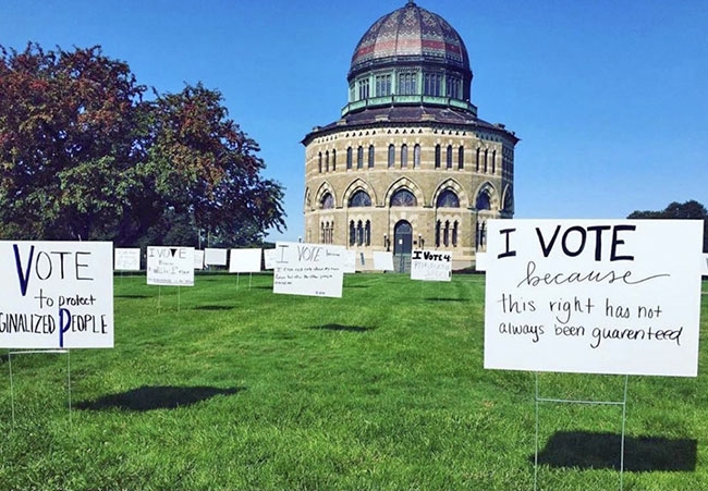 Nott photo with reasons why students voted. 