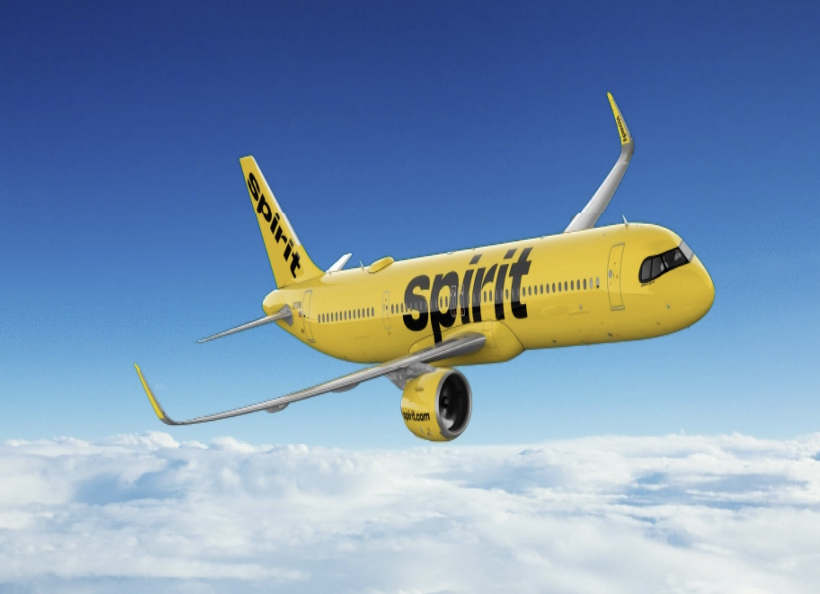A picture of a Spirit Airlines flight.