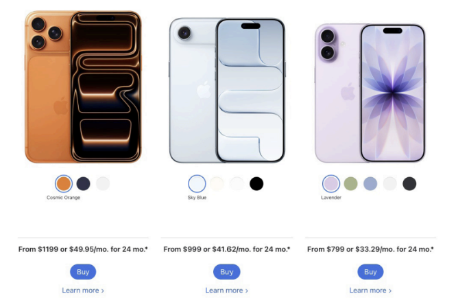 Several models in the current Apple iPhone lineup.